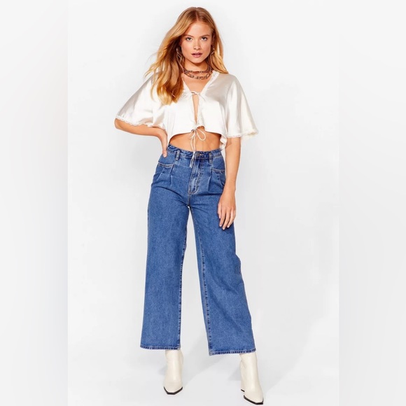 Nasty Gal Denim - Nasty Gal Organic Pleated Wide Leg Jeans 0175